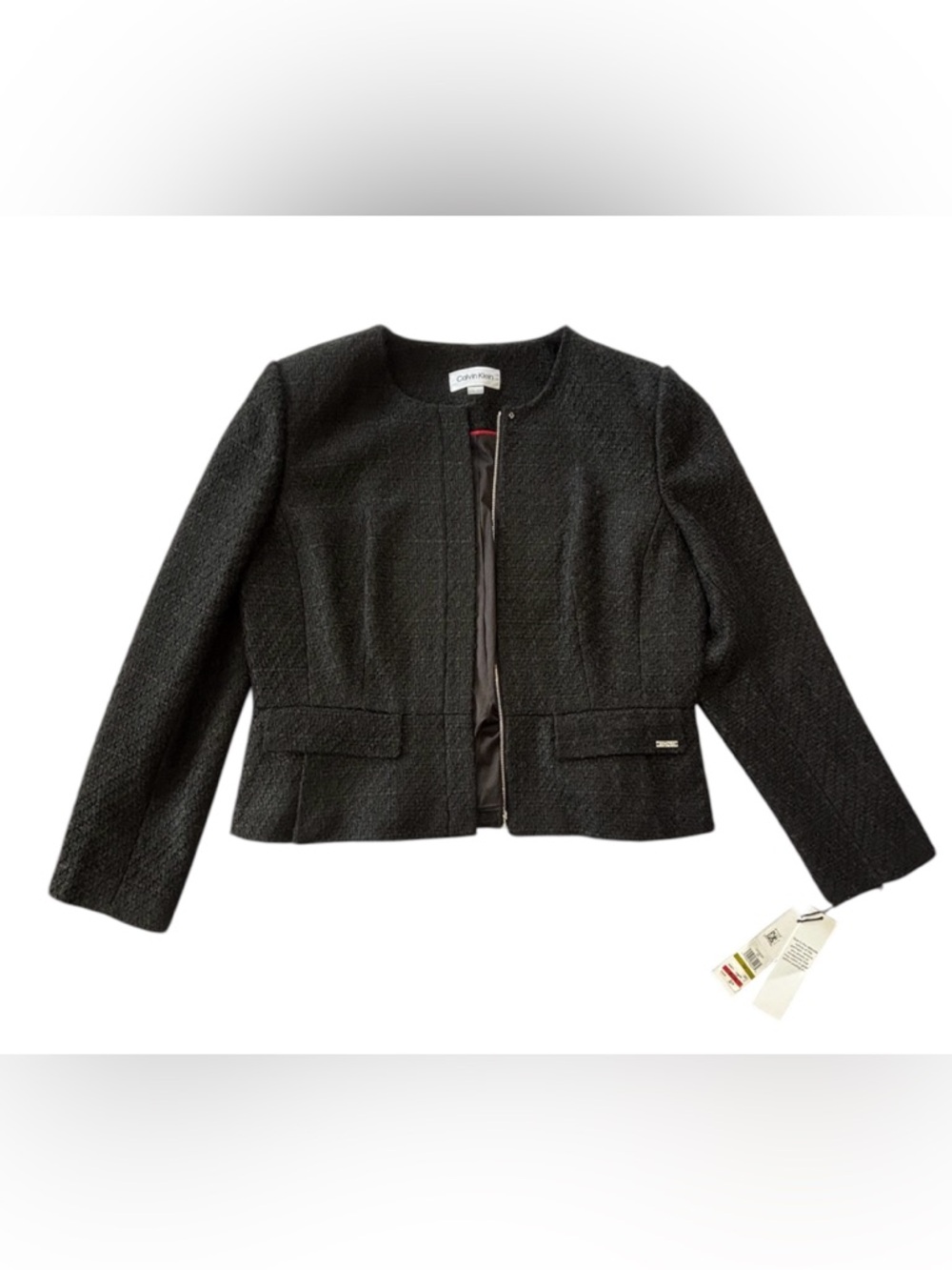 Calvin Klein Women’s Black Tweed Suit Jacket Top Workwear Size 14 NWT $139